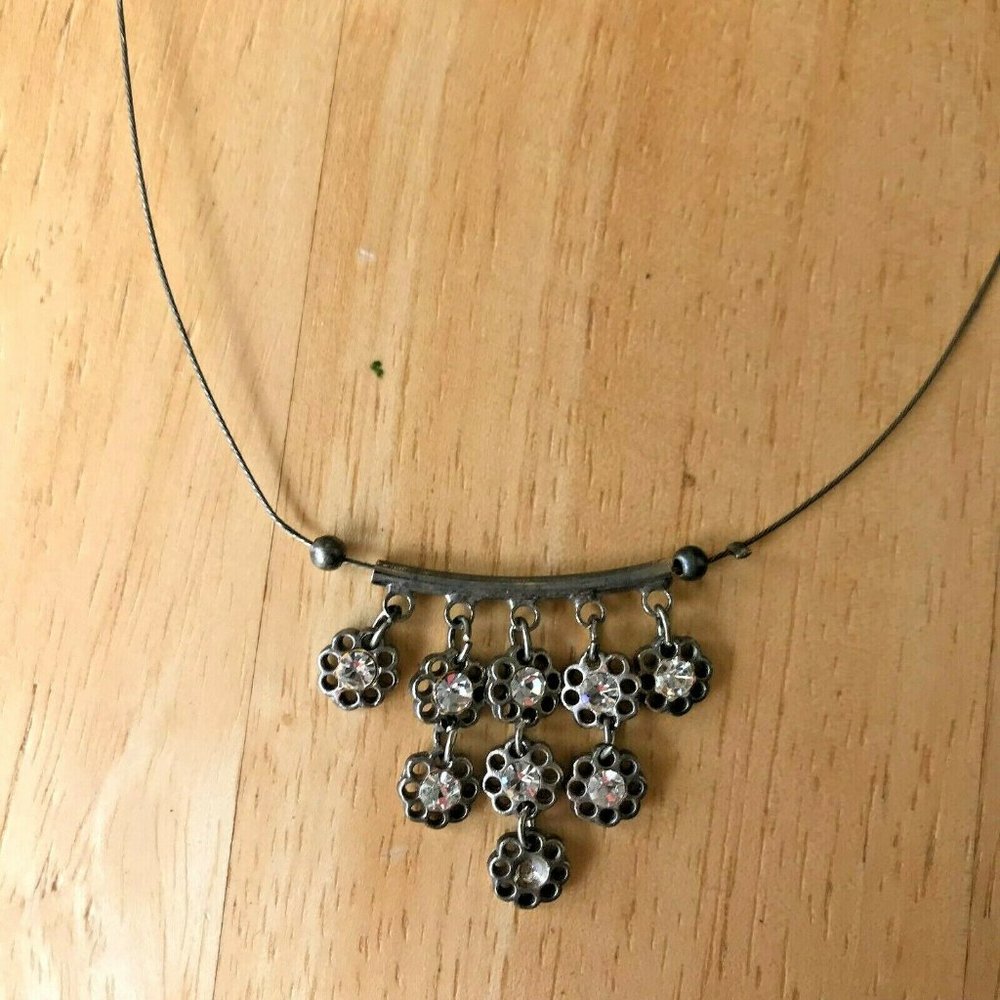 Handmade Vintage Crystal Choker Necklace 3" extend